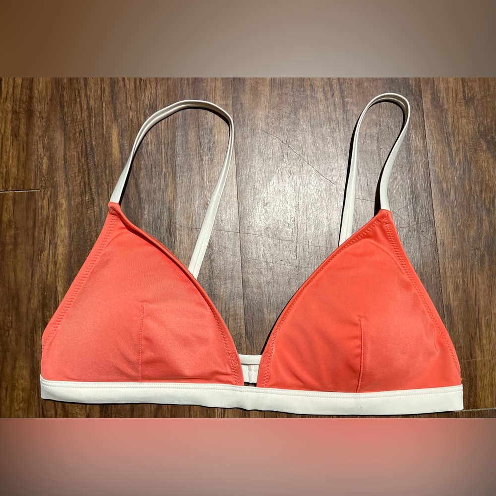 Lively The Bralette Coral Orange White Bikini Swimsuit Top